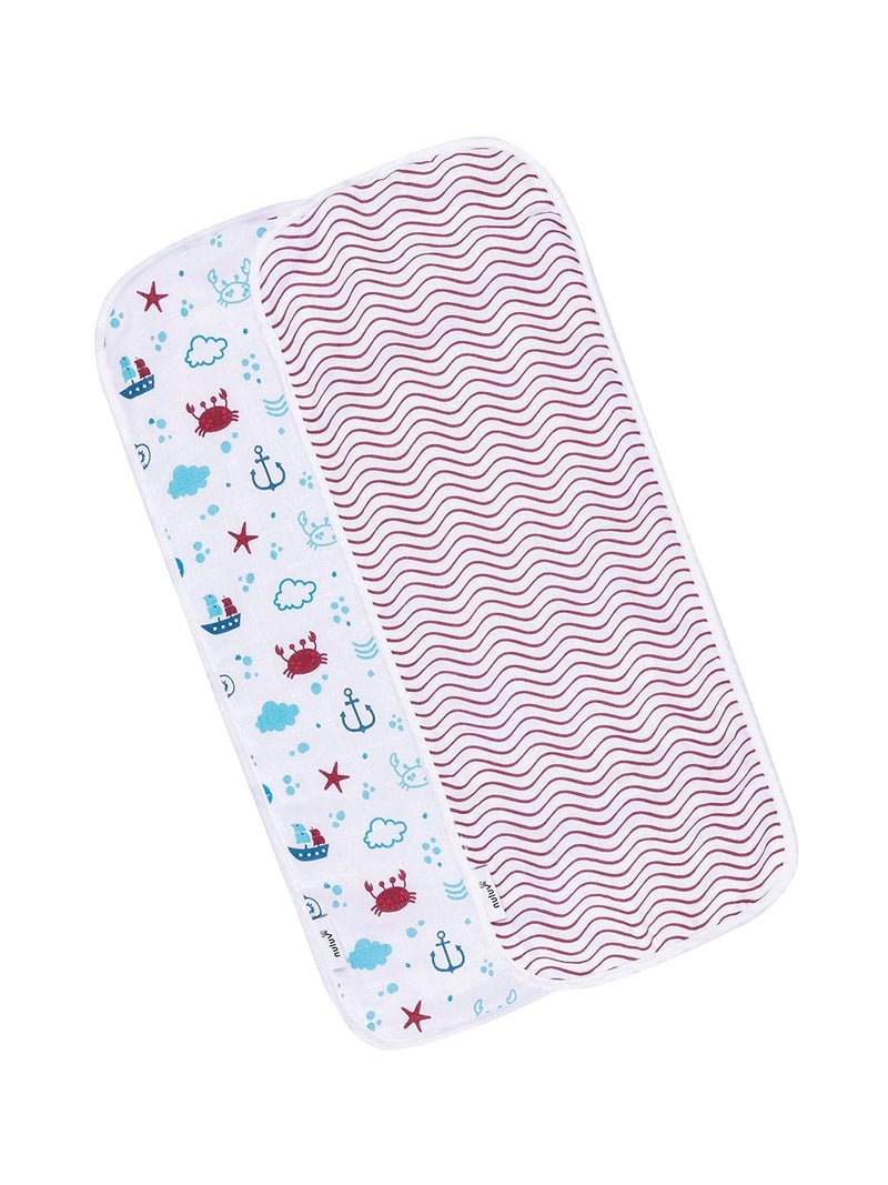 Nuluv Anchor Baby Burp Cloths - Ultra-Soft, Super Absorbent Bamboo Cotton Towels, Pack of 2 - Image 1